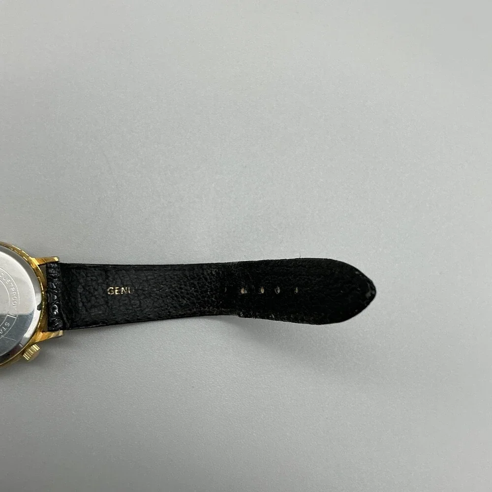 Vintage San Francisco 49ers Mens Watch 35mm White Dial Gold Manual Wind Leather